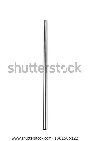 Straight Ecological stainless steel straw on a white background. Royalty-Free Stock Photo #1381506122