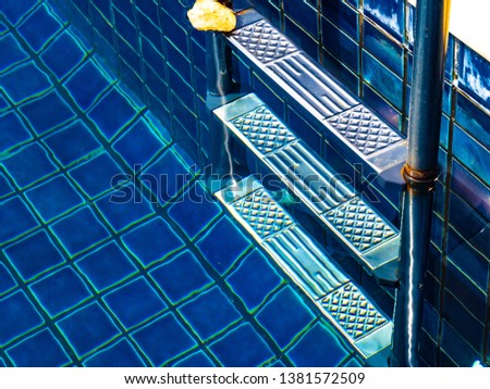 Swimming Pool Tiles Background at the Bottom floor abstract,Stair step on the side