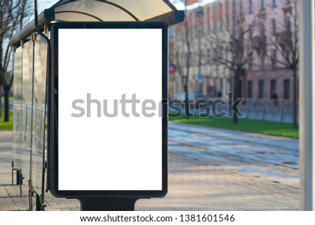 Vertical billboard Outdoor Advertising in the city. advertising in the bus shelter. for placing the MOCKUP advertisement