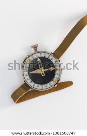 Compass isolated on white background. Vintage style. Made in USSR