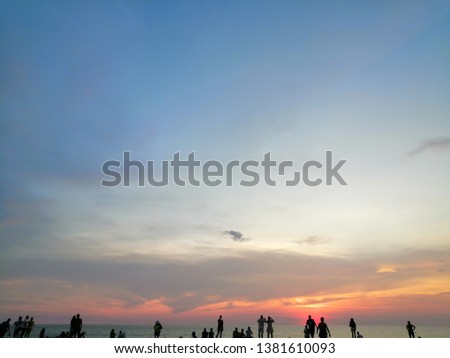 sunset on the beach in Thailand Royalty-Free Stock Photo #1381610093