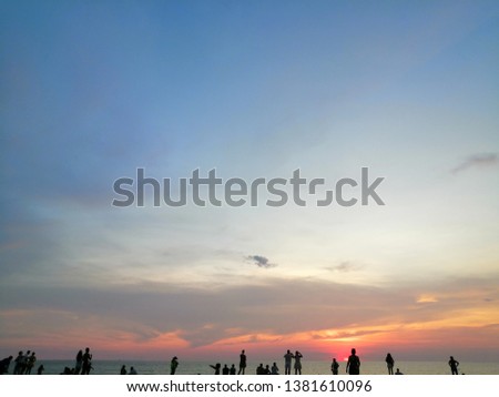 sunset on the beach in Thailand Royalty-Free Stock Photo #1381610096
