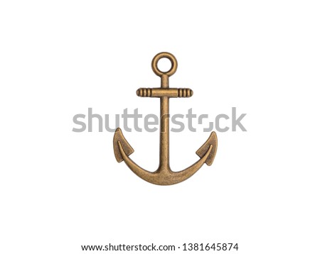 Antique Brass Anchor On a transparent background