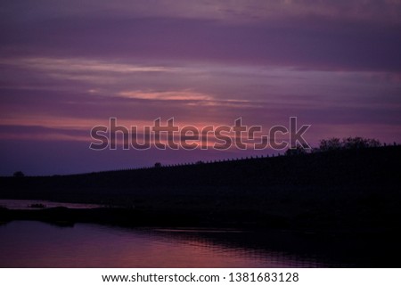 Nyari dam, Rajkot,India- beautiful sky at the time after sunset. Royalty-Free Stock Photo #1381683128