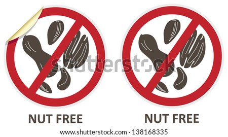 Nut free stickers and icons for allergen free products