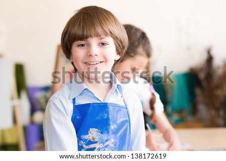 Portrait of a boy, the children learn in art school