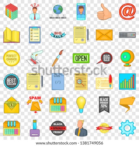 Digital screen icons set. Cartoon style of 36 digital screen vector icons for web for any design