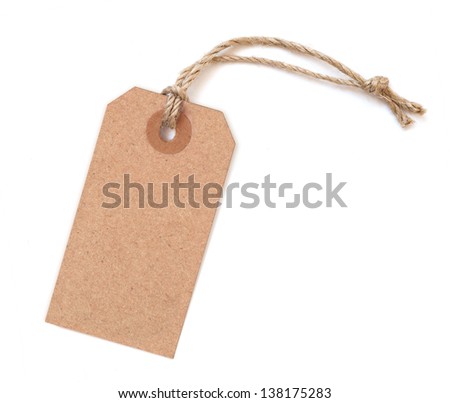 Brown blank tag isolated on white background