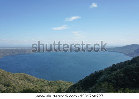 large lake with mountain range landscape. blue lake and blue sky landscape. Nature background