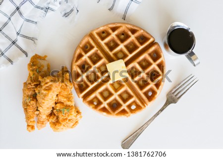 Fried Chicken and Waffles with Syrup