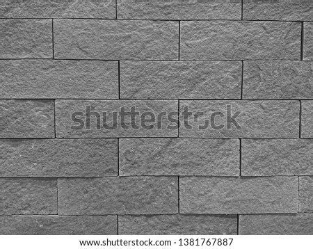 Beautiful black and white or monochrom modern brick wall pattern and background and texture for concept design and decoration, Gray brick wall pattern