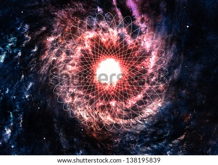 Awesome space background with the explosion of star