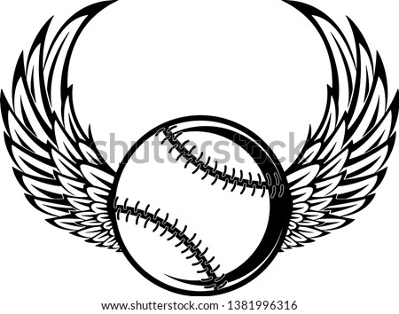 Baseball Ball Flying With Angel Wings