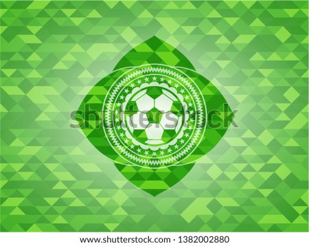 football ball icon inside green mosaic emblem