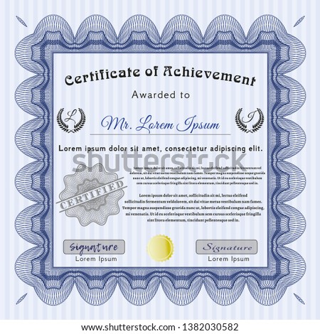 Blue Classic Certificate template. Customizable, Easy to edit and change colors. Printer friendly. Sophisticated design. 
