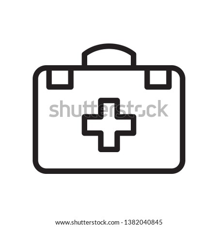 First aid kit, medical box icon in trendy outline style design. Vector graphic illustration. Firts aid kit icon for website design, logo, app, and ui. Editable vector stroke. Pixel perfect. EPS 10.