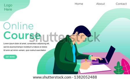 Flat illustration isometric concept of online education,online course, case study. Can use for web banner and poster. Isolated on white background Royalty-Free Stock Photo #1382052488