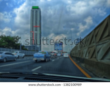 Blurred background on the car in front of the road