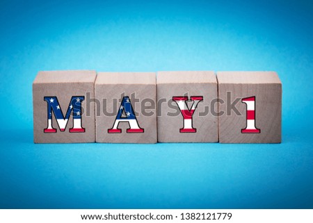 May 1 Labor Day Concept Wooden Cube Blocks For Business.