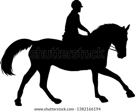 horse riding silhouette - vector