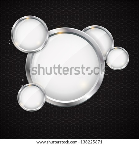 Glass frame on abstract metal background. Vector illustration.