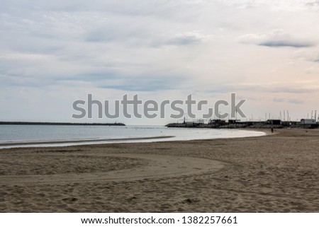 Beautiful panorama of beach and sea at dawn