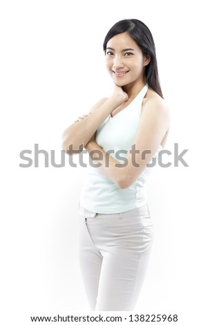 Young casual woman style isolated over white background
