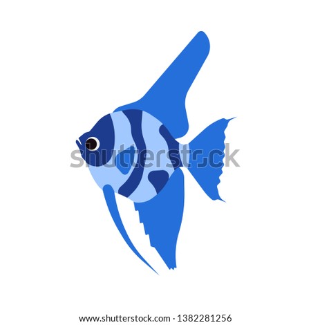 Fish side view vector icon sea animal illustration. Underwater cartoon ocean life. Blue wildlife flat exotic symbol
