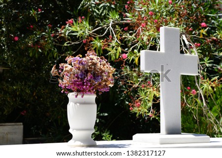  cross, old cemetery with victim of war - soldiers or other - Andros