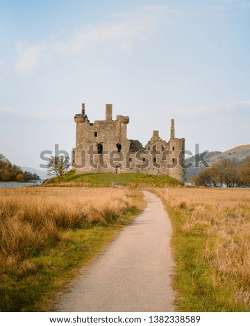 
Beautiful view of the castle in the morning. Taken near - Historic Castle ruins Kilchurn Castle is a ruined structure on a rocky peninsula at the northeast end of Loch Awe, in Argyll and Bute. 