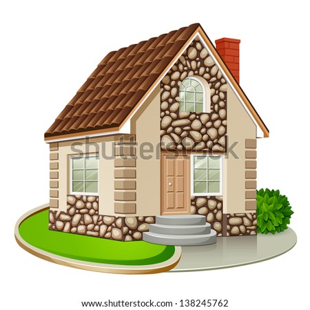 Single house isolated on white background. Vector illustration