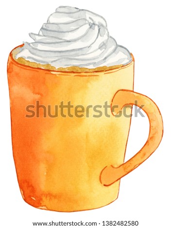 Watercolor Pumpkin Spice Latte Illustration, Pumpkin Spice Latte Clipart
