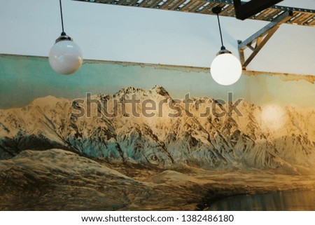 Mountain picture on restaurant wall