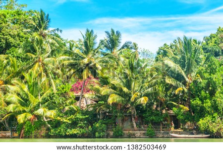 Small settlements on the shore of Koggala lake in Galle District, Southern Sri Lanka