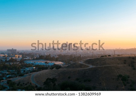 Sunset overseeing Los Angeles skyline