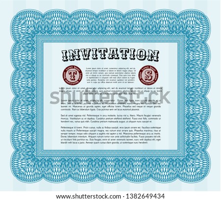 Light blue Retro invitation template. Complex background. Excellent design. Customizable, Easy to edit and change colors. 