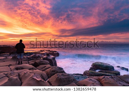 Vibrant Sunrise Seascape -  from North Avoca Beach on the Central Coast, NSW, Australia.