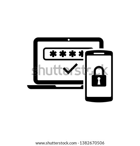 Black Multi factor, two steps authentication icon isolated. Vector Illustration Royalty-Free Stock Photo #1382670506