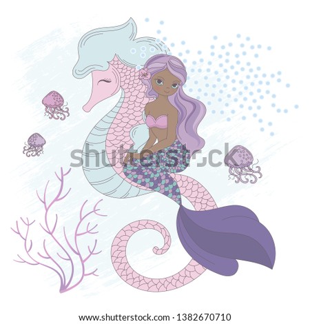 SEA FRIEND Mermaid Underwater Horse Vector Illustration Set