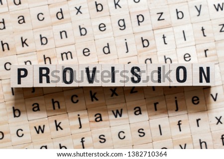 Provision word concept on cubes Royalty-Free Stock Photo #1382710364