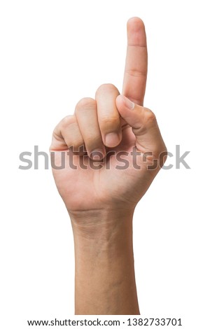various gestures and sign of Man's hand isolated on white background with clipping path. Royalty-Free Stock Photo #1382733701