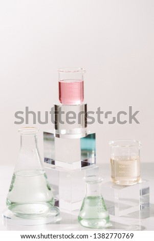 Process of making perfumes.  Laboratory experiment ingredient extract for natural beauty and organic cosmetic product