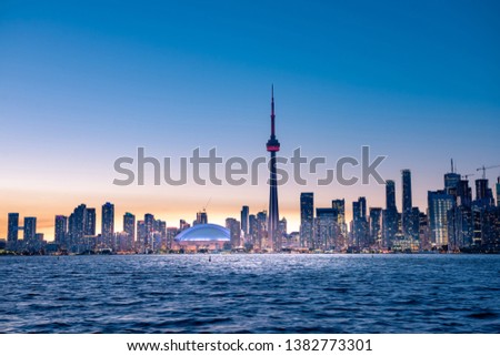 Toronto city at night with lights, Ontario, Canada