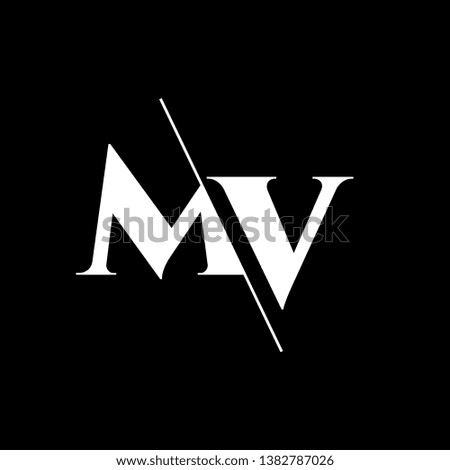 Initial Letter MV Monogram Sliced. Modern logo template isolated on black background