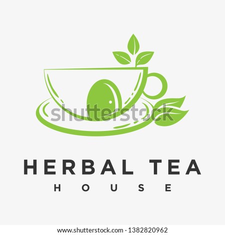 vector logo illustration of a cup of herbal tea for health