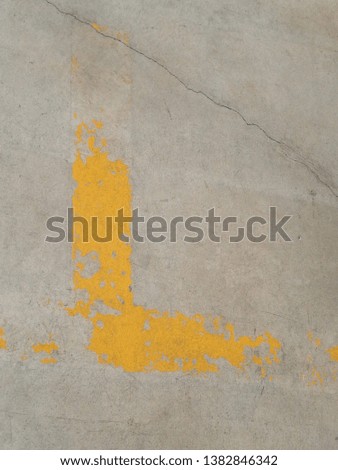 Yellow Caution Hazard Borden Line On Cement Texture Background