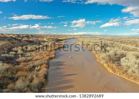 Aerial stock photo Rio Grande New Mexico