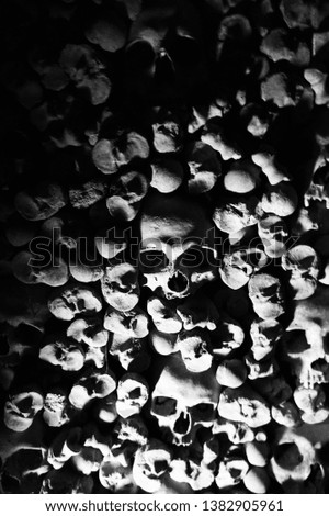 Human bones and skulls as pirate wall background