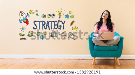 Strategy  with young woman using a laptop computer 