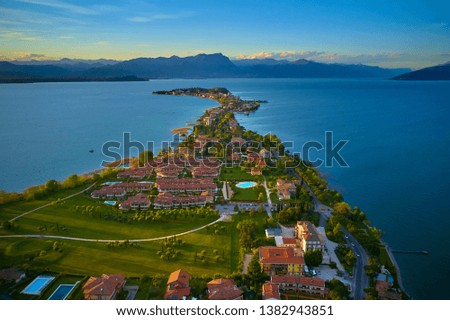 Aerial photography with drone, lake Garda, Italy.